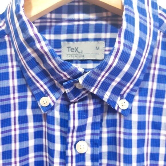 Tex Blue and Purple Plaid Button Down Shirt - Picture 3 of 8
